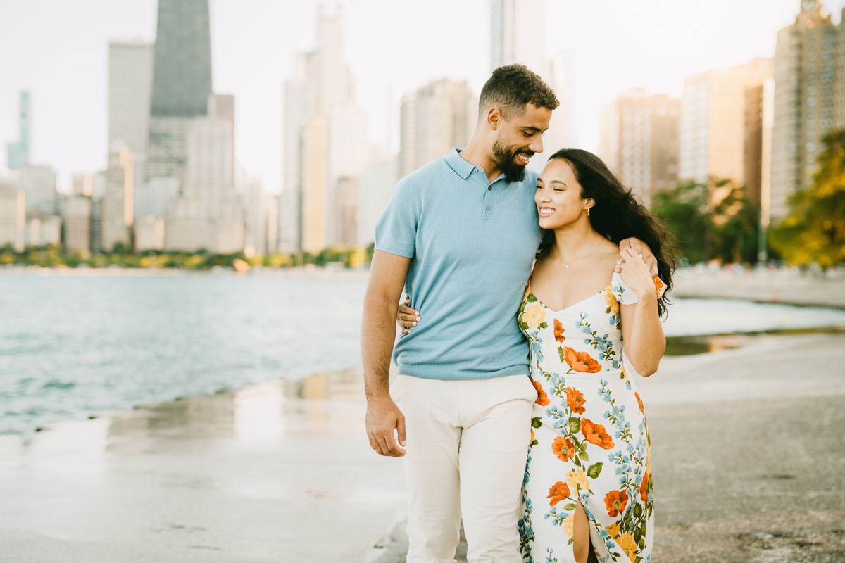 light and bright north avenue beach engagement photographer