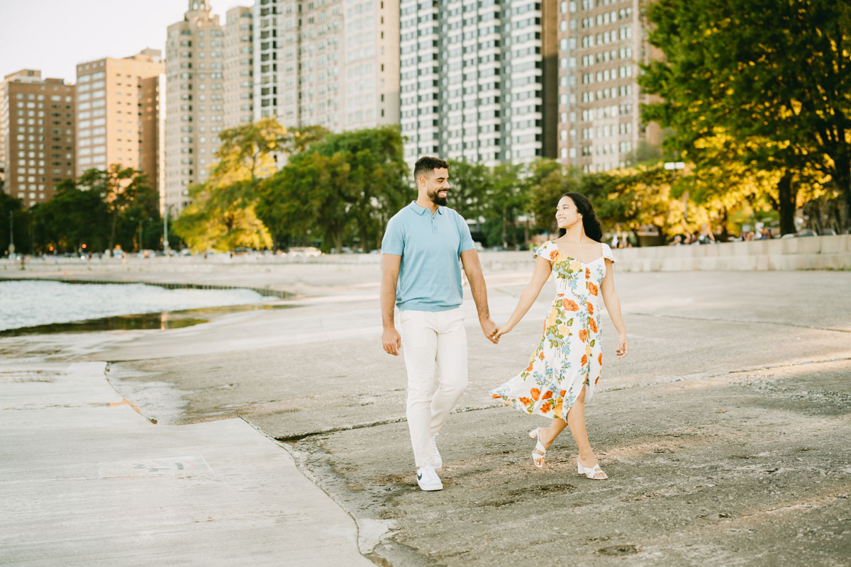light and bright north avenue beach engagement photographer