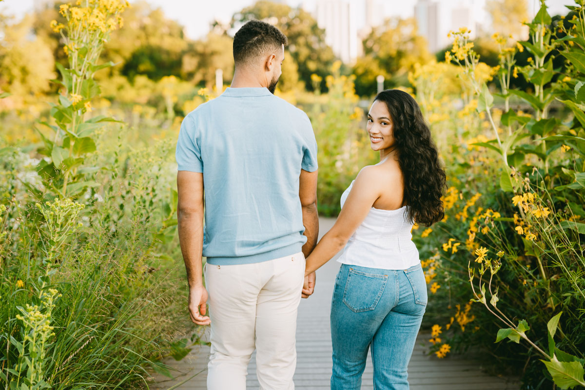 south pond honeycomb light and bright engagement photographer