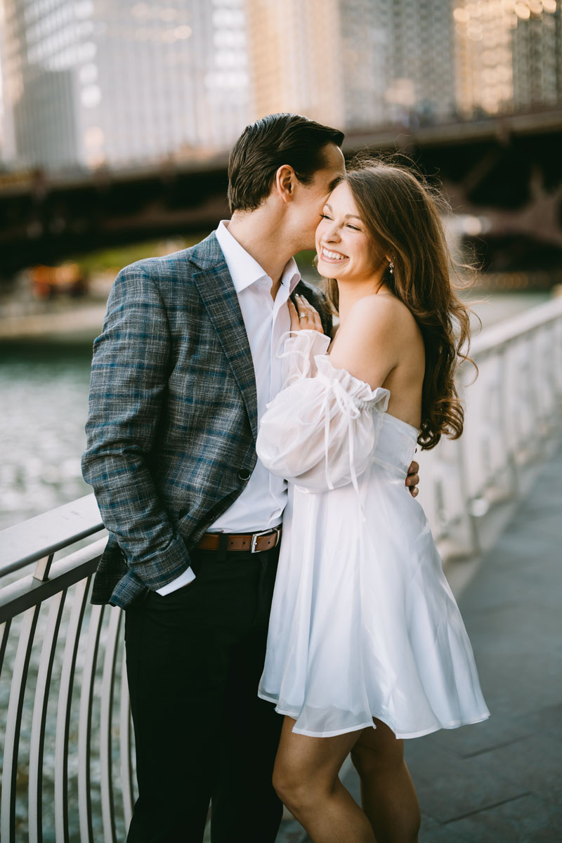 chicago riverwalk engagement light and bright classic photography