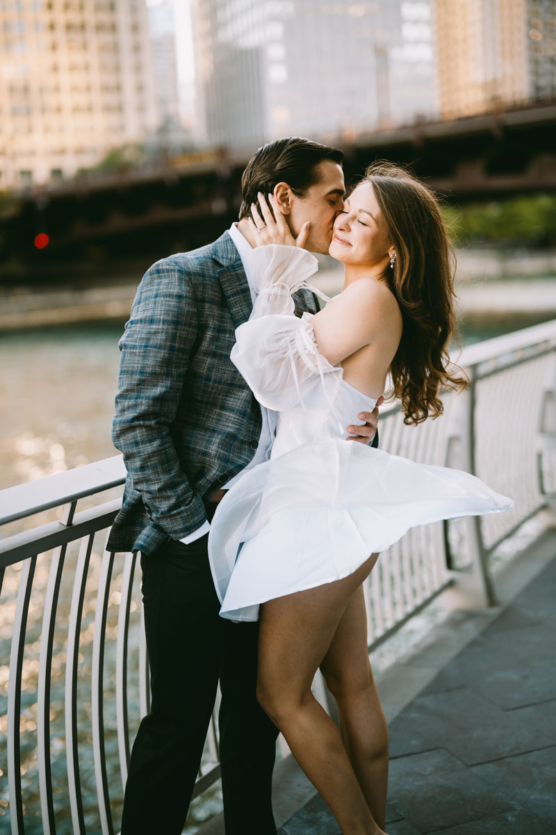 chicago riverwalk engagement light and bright classic photography