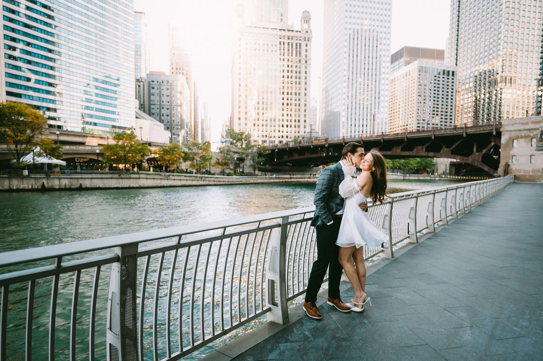 chicago riverwalk engagement light and bright classic photography