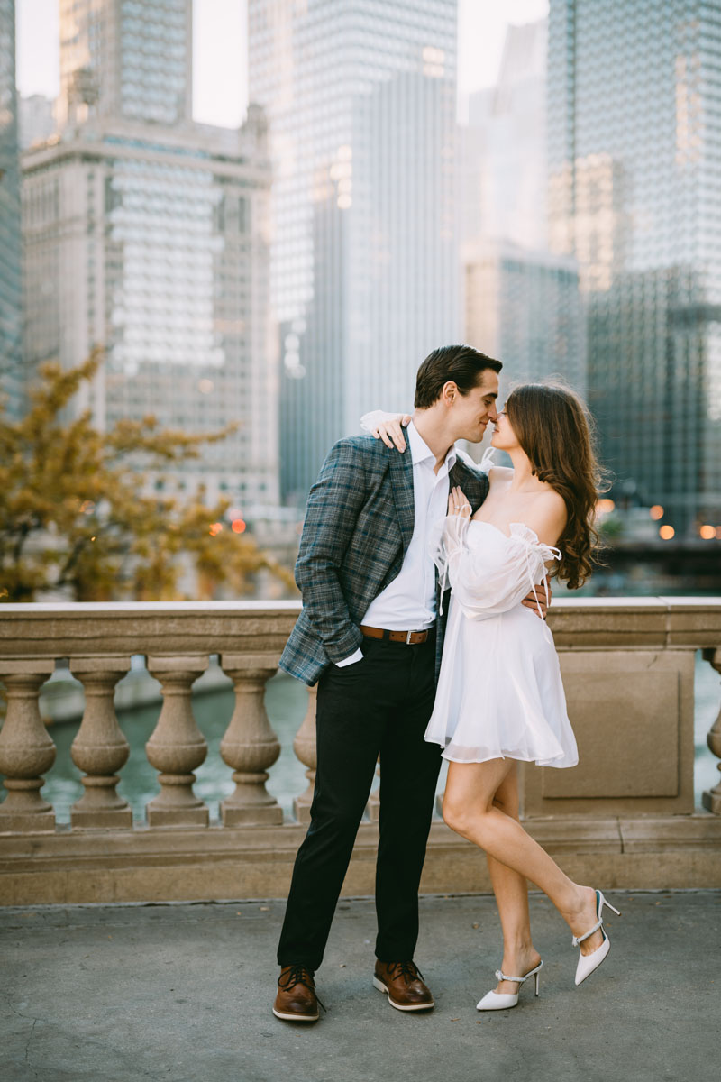 wrigley building engagement light and bright classic photography