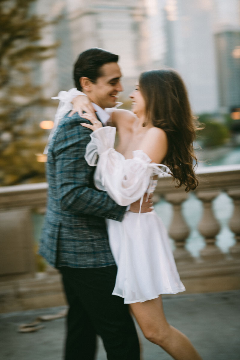 wrigley building engagement motion blur photography