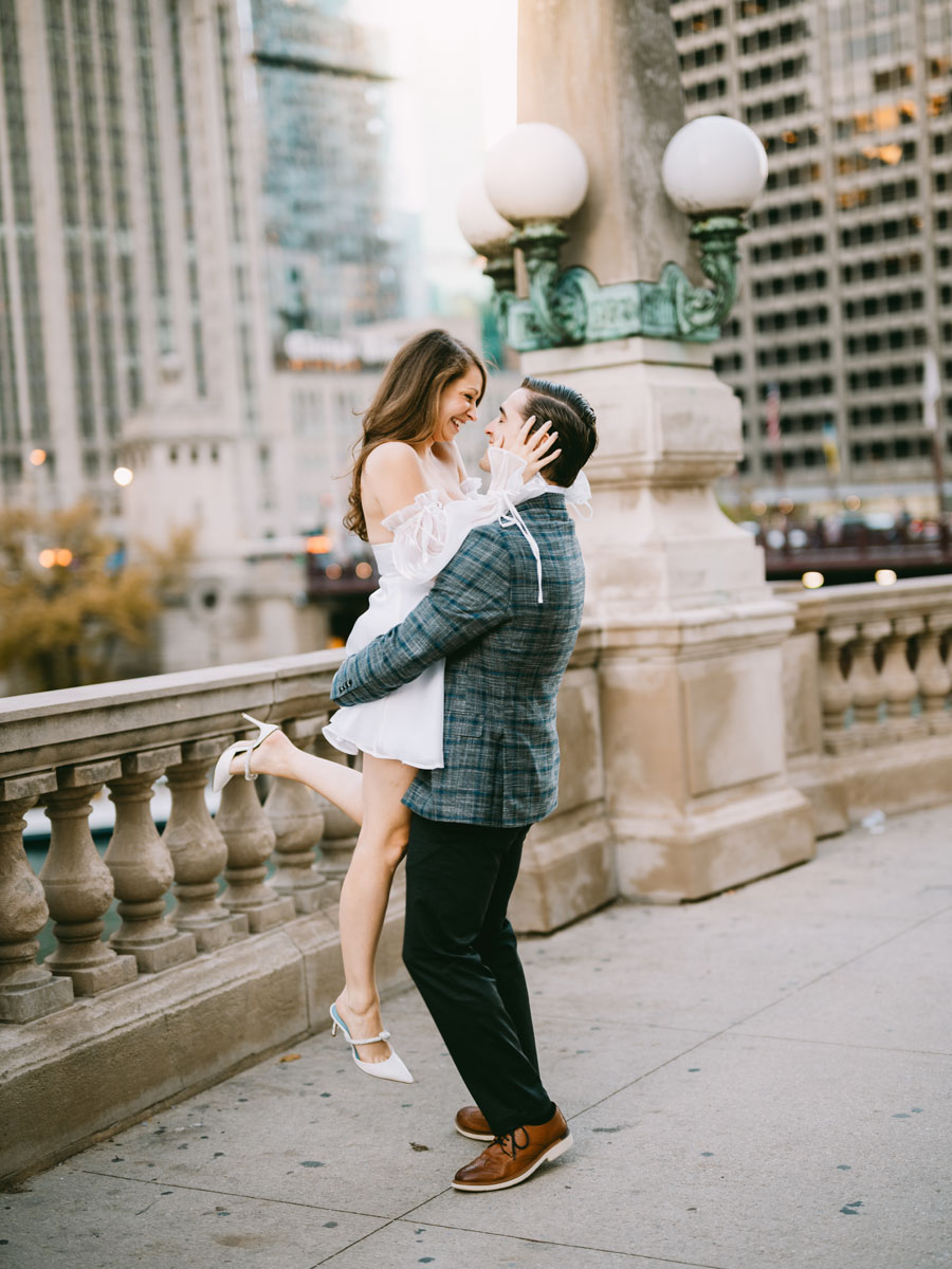 wrigley building engagement light and bright classic photography