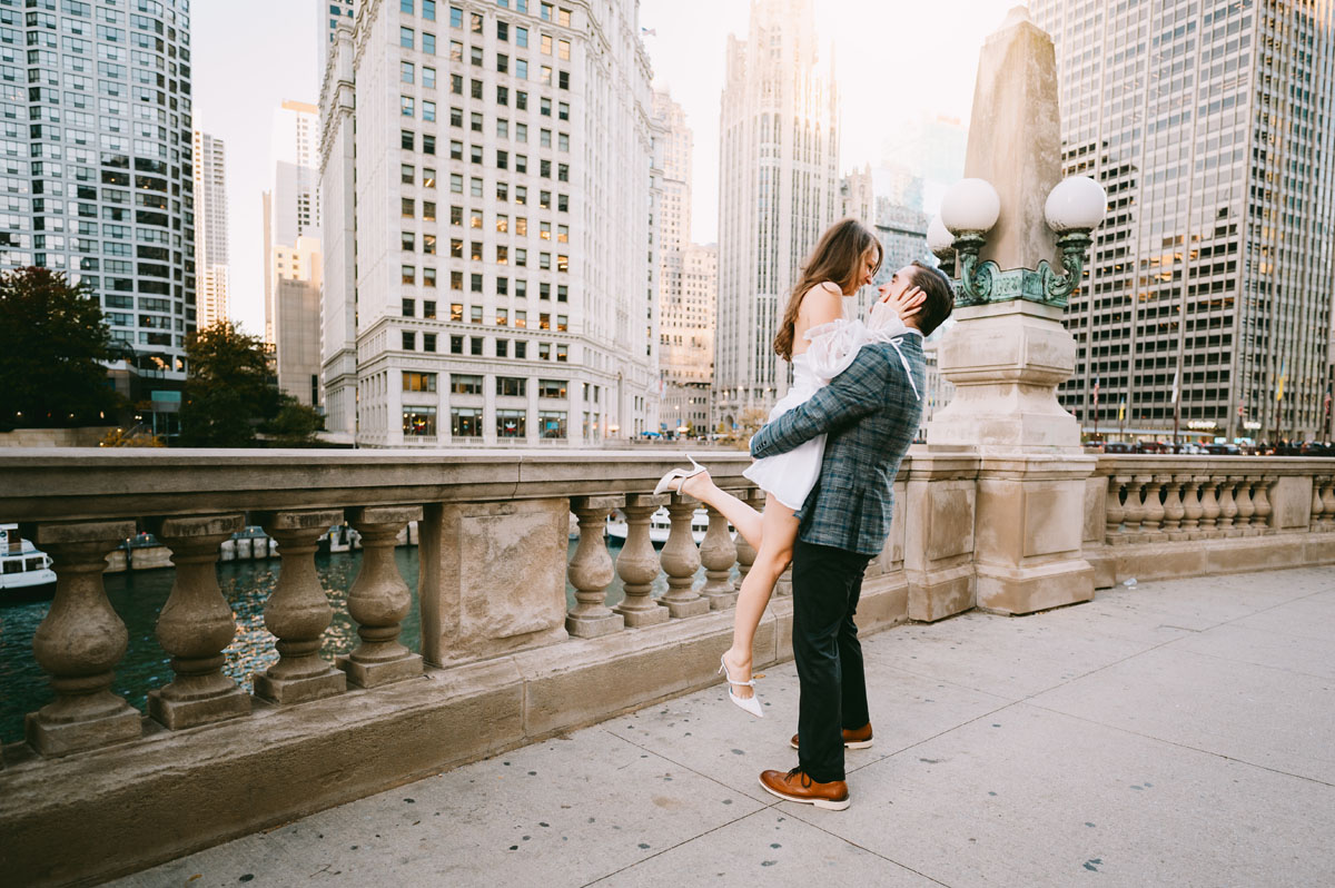 wrigley building engagement light and bright classic photography