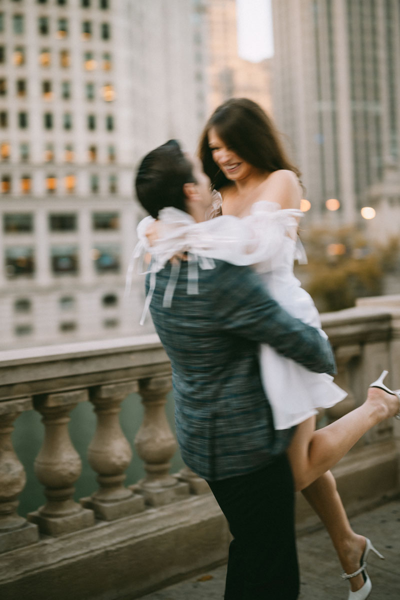 wrigley building engagement motion blur photography