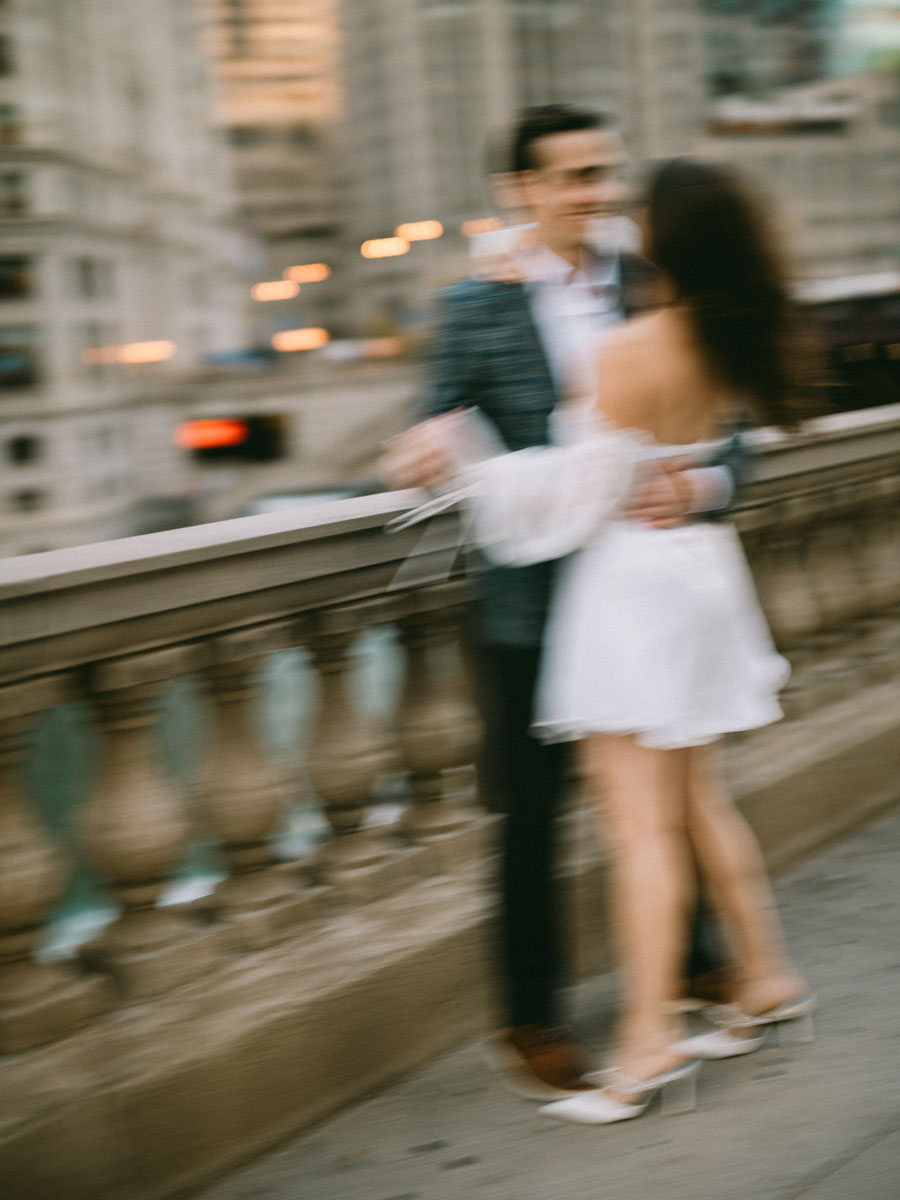 wrigley building engagement motion blur photography