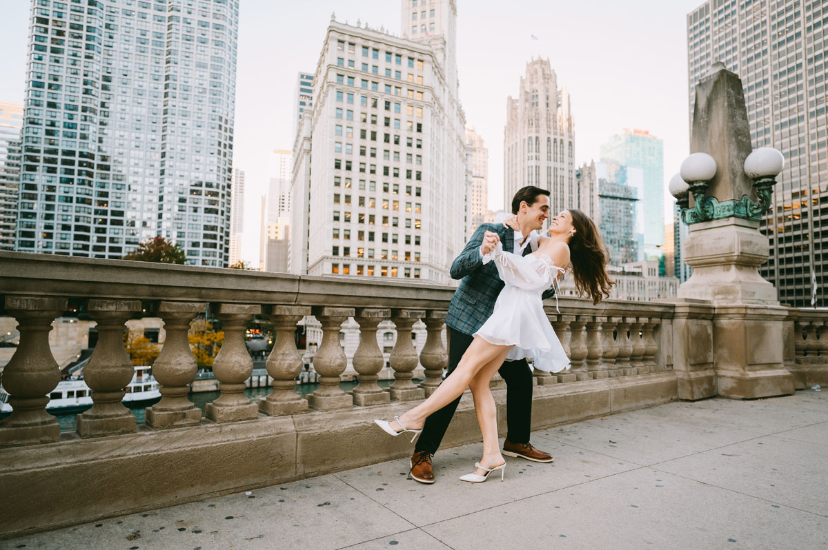 wrigley building engagement light and bright classic photography