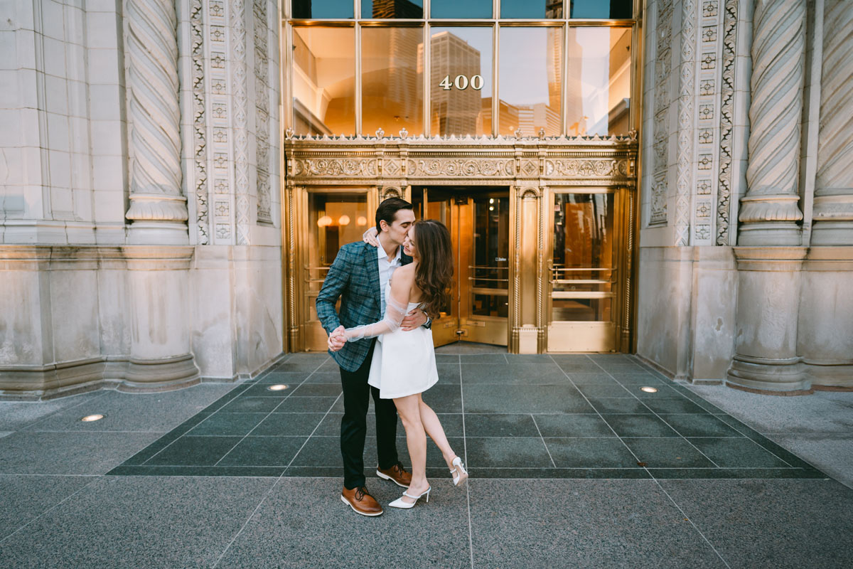 wrigley building engagement light and bright classic photography