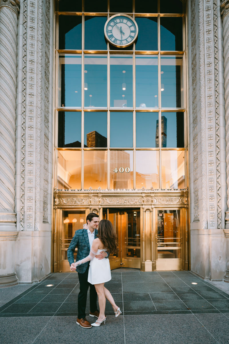 wrigley building engagement light and bright classic photography