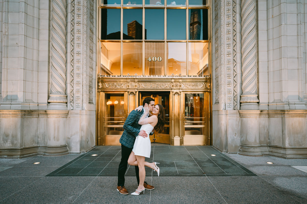 wrigley building engagement light and bright classic photography