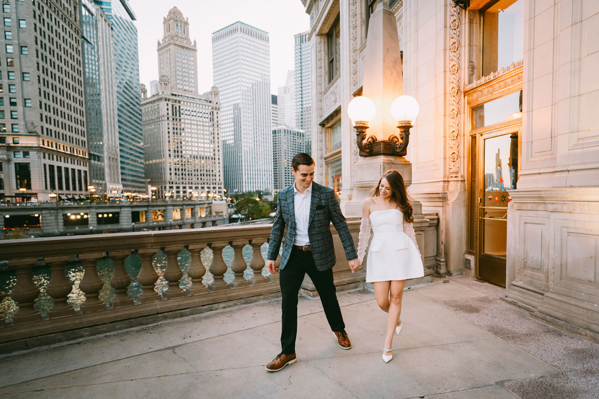 wrigley building engagement light and bright classic photography