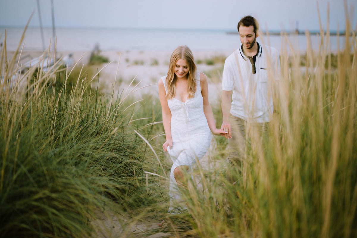 sunset montrose harbor engagement true color photographer