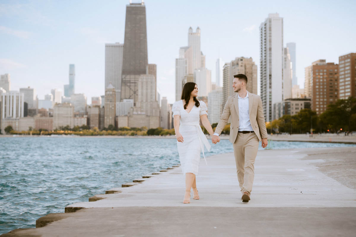 Light and airy North Avenue Beach Engagement Photos