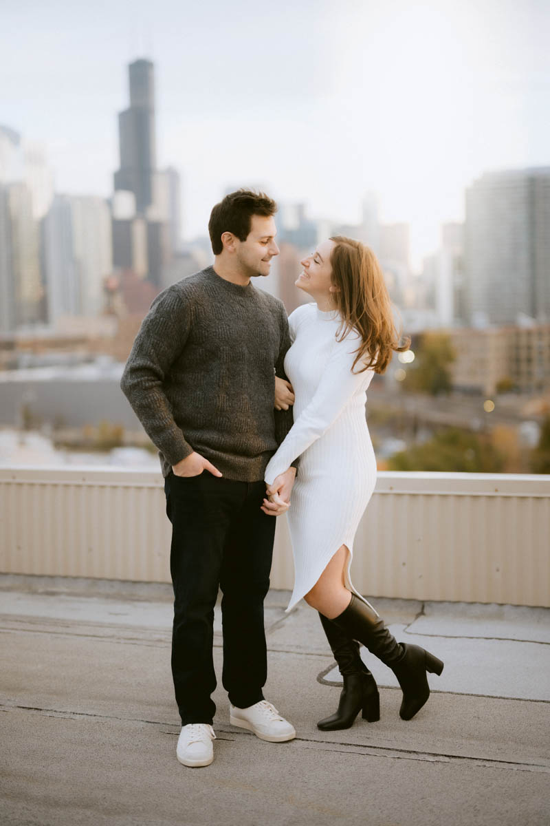 True Color  Chicago Garage Rooftop Engagement Photography
