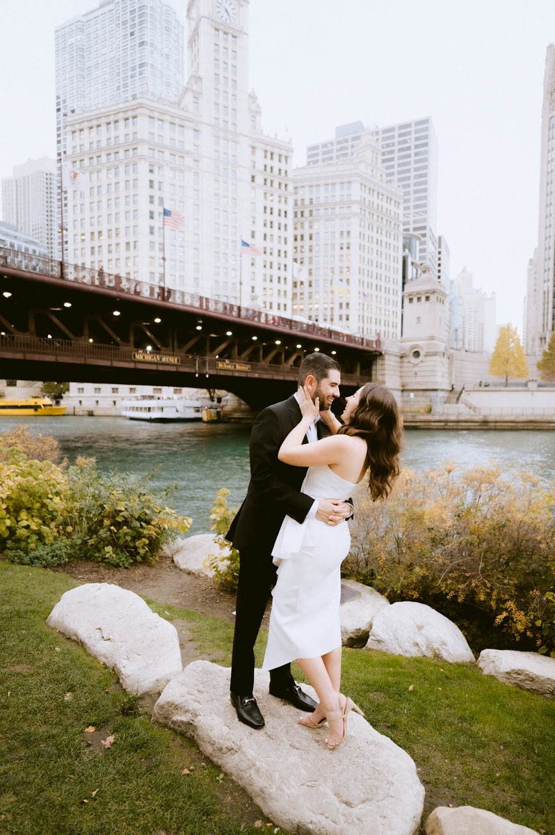 True Color Chicago Riverwalk Engagement Photography