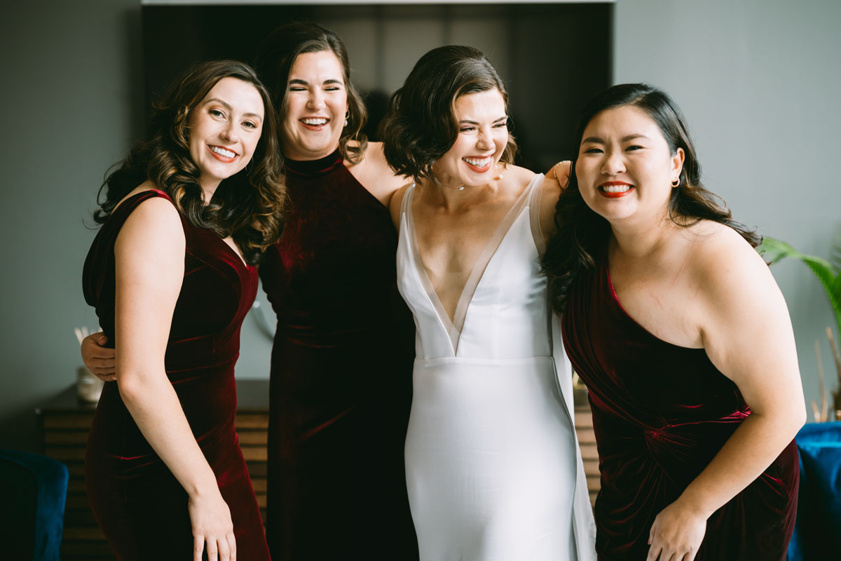 light and bright mae district fall wedding bride and bridesmaids