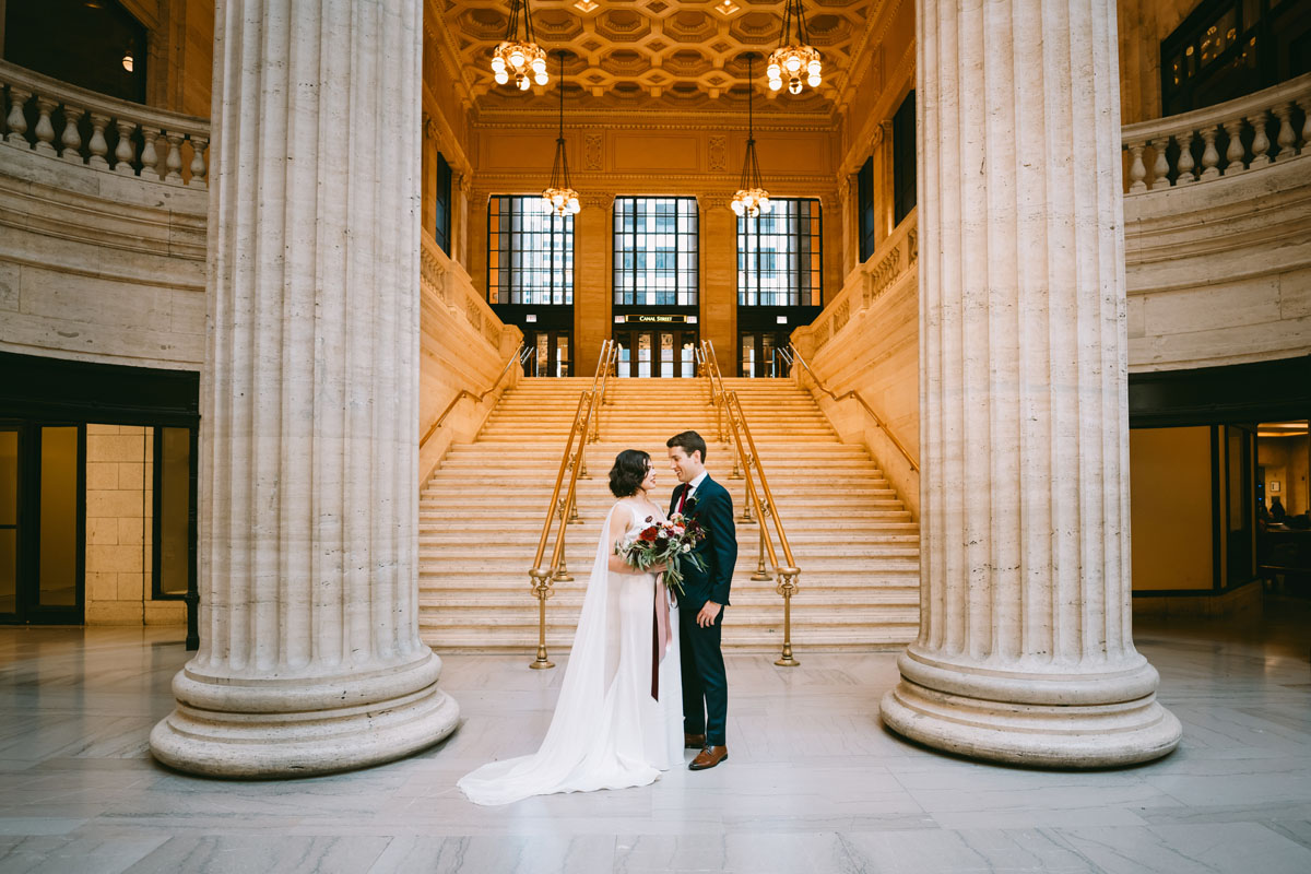 union station chicago fall wedding light and bright photography