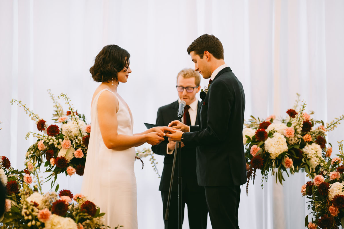 light and bright fall mae district wedding ceremony