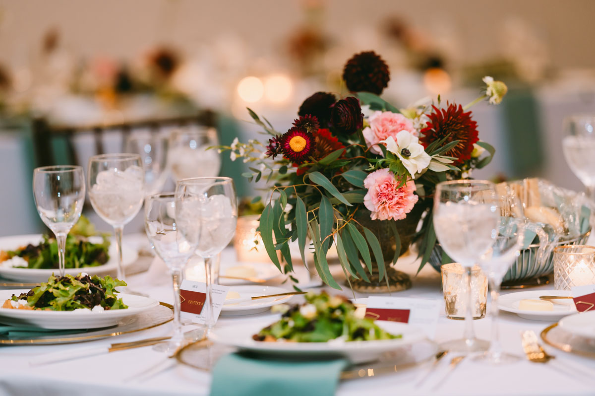 light and bright fall flowers mae district wedding reception