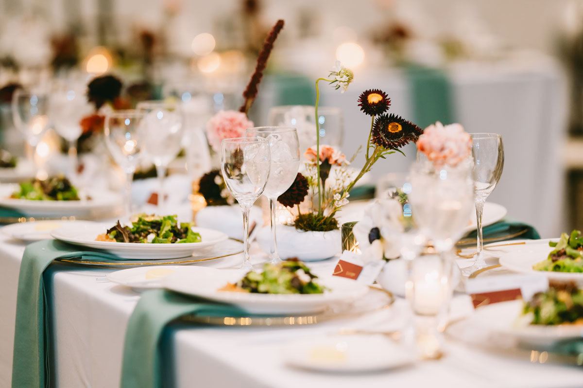 light and bright fall flowers mae district wedding reception