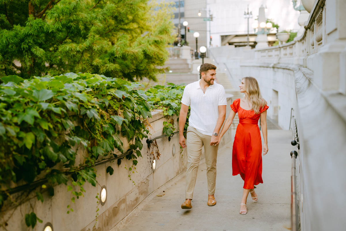 True color Chicago Riverwalk Engagement Photographer