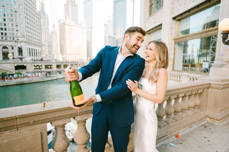 Gorgeous Summer Chicago Riverwalk Engagement // Rachel & Tallib