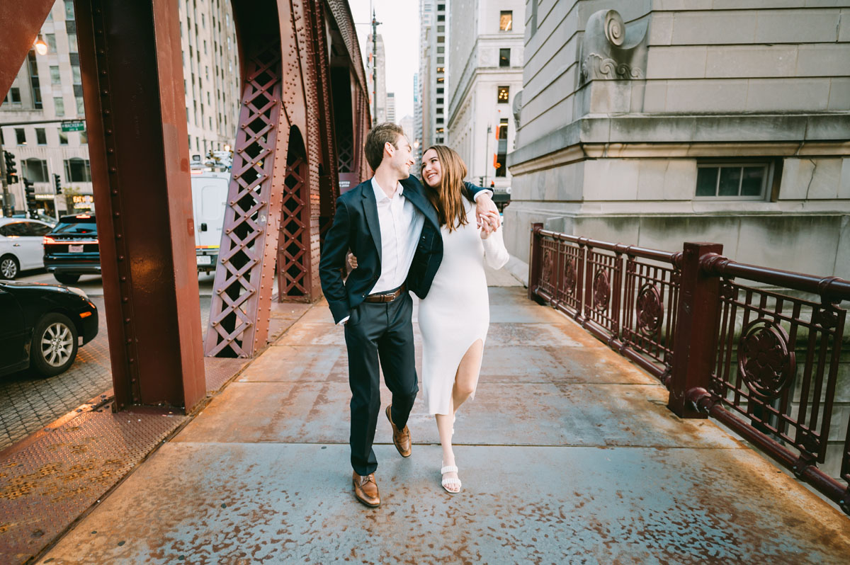 fall chicago riverwalk engagement light and bright photography
