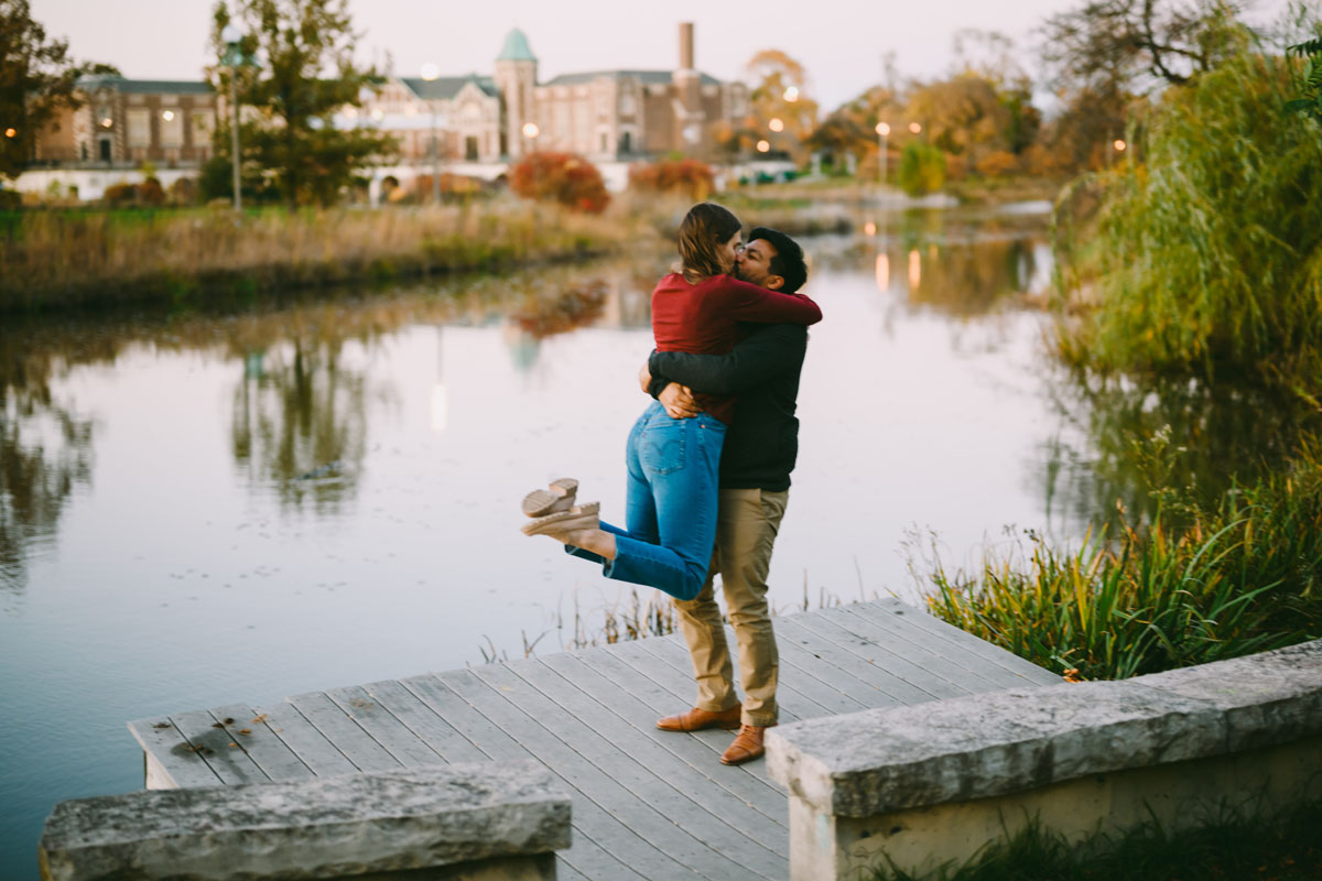 humbolt park engagement shoot boathouse light and vibrant photography