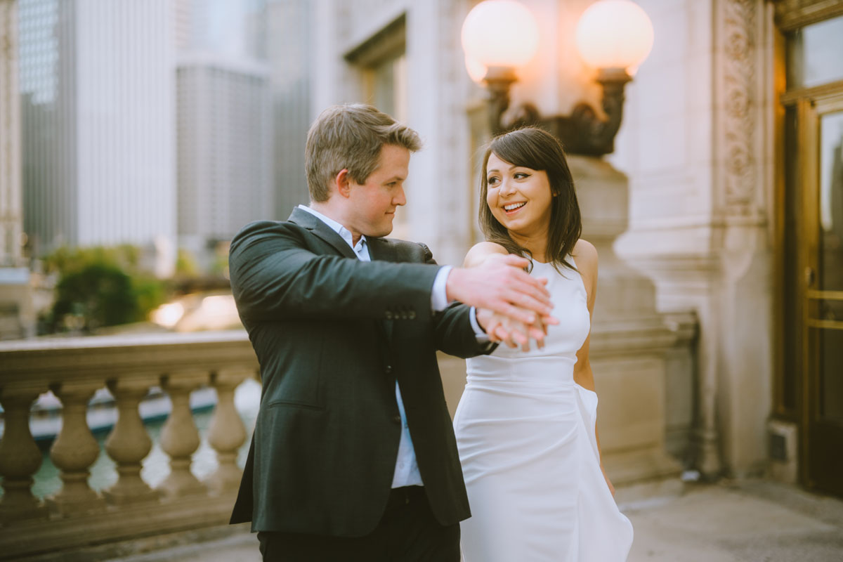 dreamy wrigley building true color engagement photographer