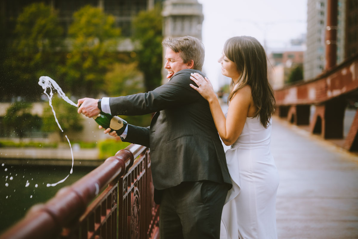 chicago riverwalk light and vibrant engagement photographer