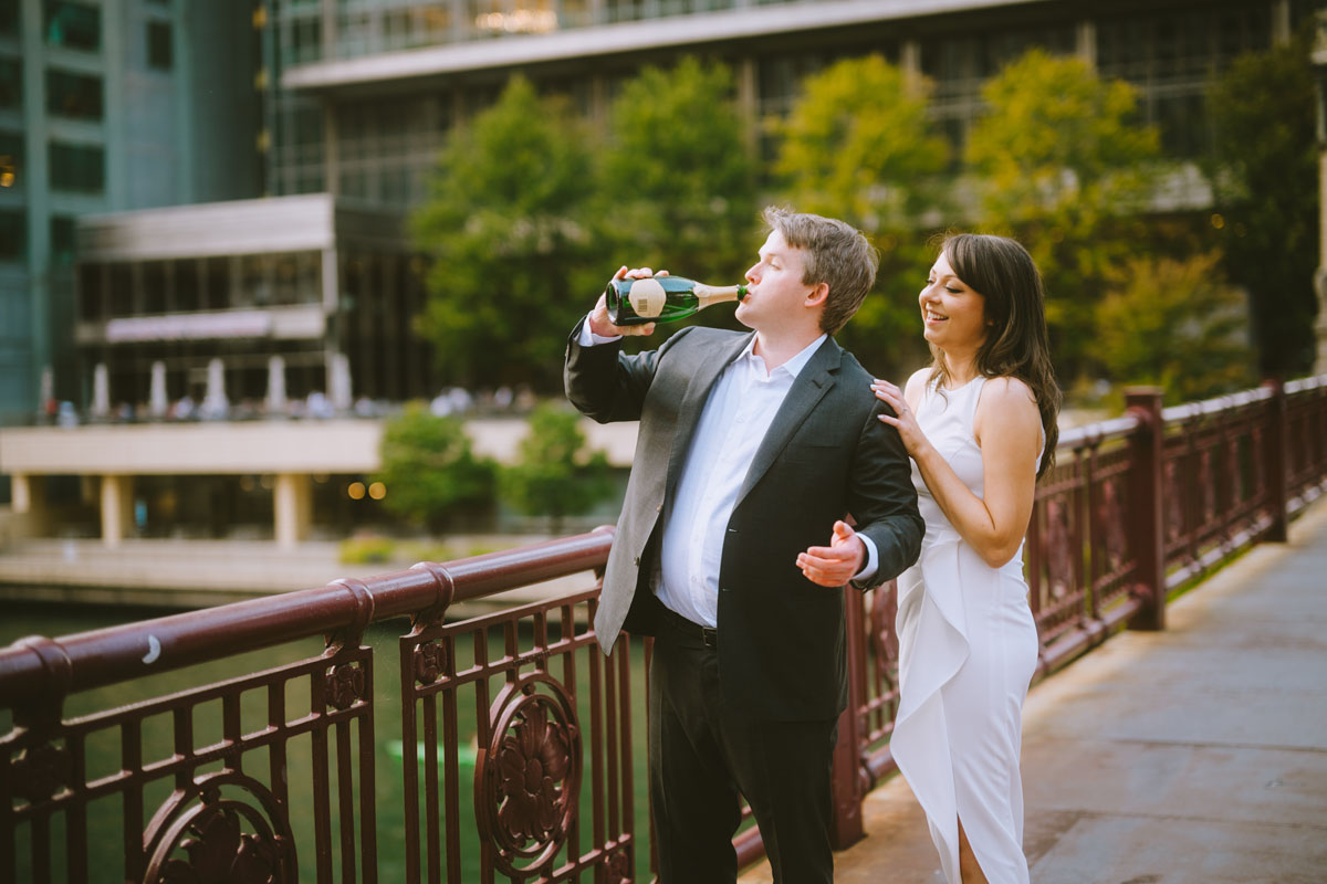 chicago riverwalk light and vibrant engagement photographer