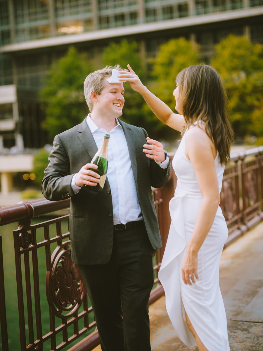 chicago riverwalk light and vibrant engagement photographer