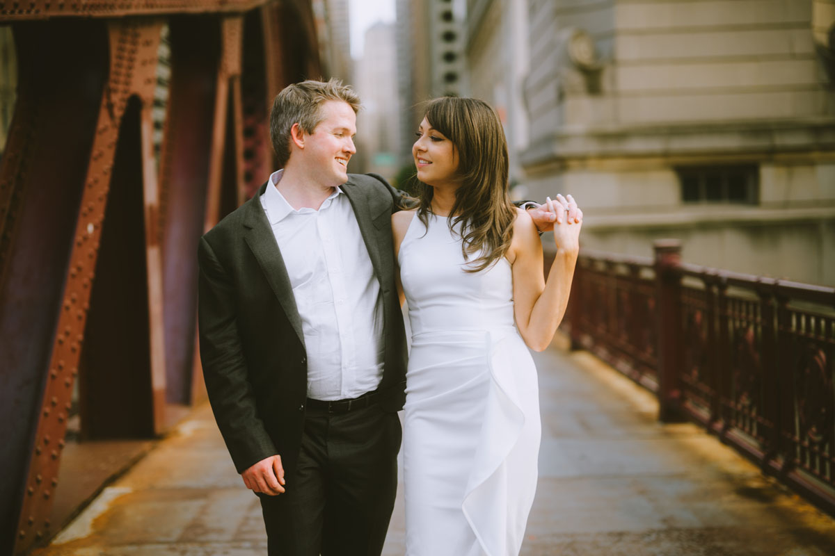 chicago riverwalk light and vibrant engagement photographer