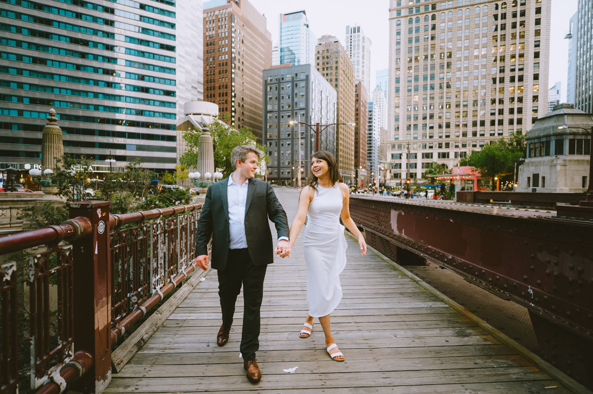 chicago riverwalk light and vibrant engagement photographer