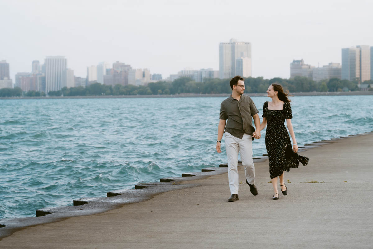 light and bright montrose harbor engagement photos