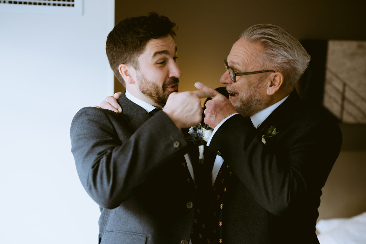 Hyatt House Scottish Groom in Kilt Getting Ready
