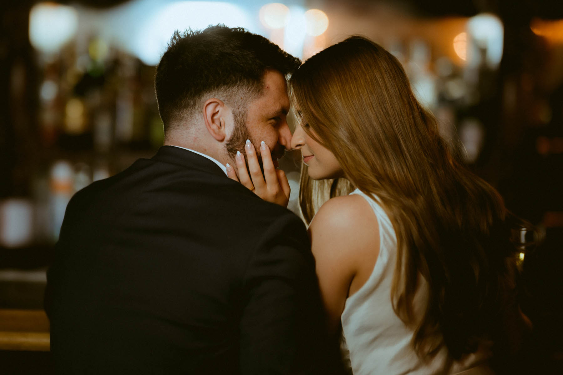 Gilt Bar Chicago Editorial Engagement Shoot Dark and Moody Style