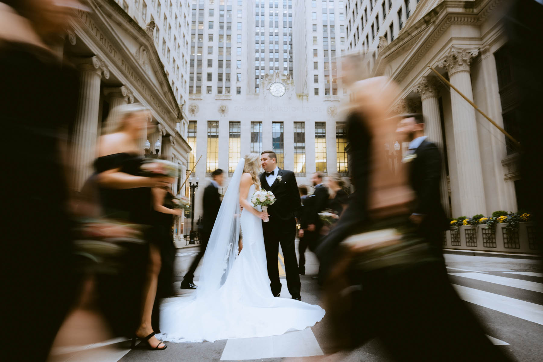 Light and vibrant Chicago Board of Trade Wedding Photography