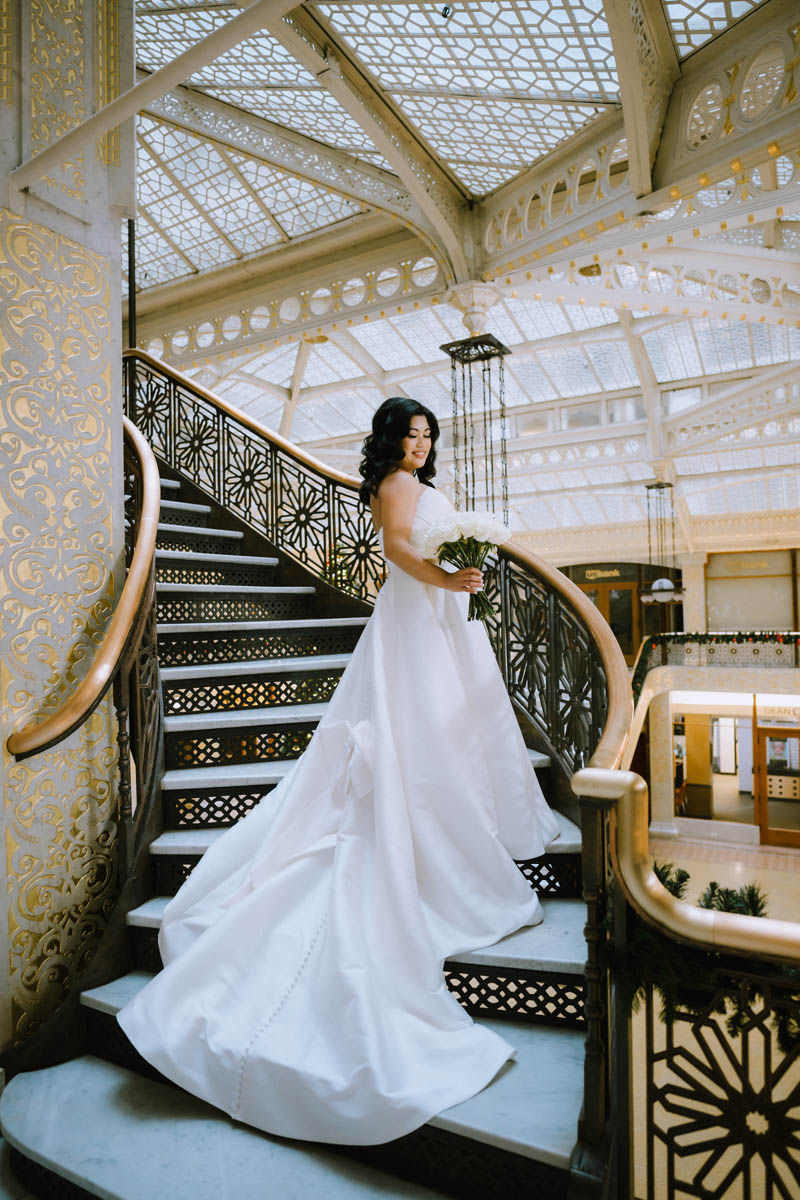 Light and vibrant editorial Rookery Building Wedding Chicago