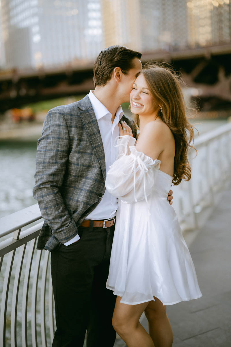 True color editorial Chicago Riverwalk Engagement Photographer