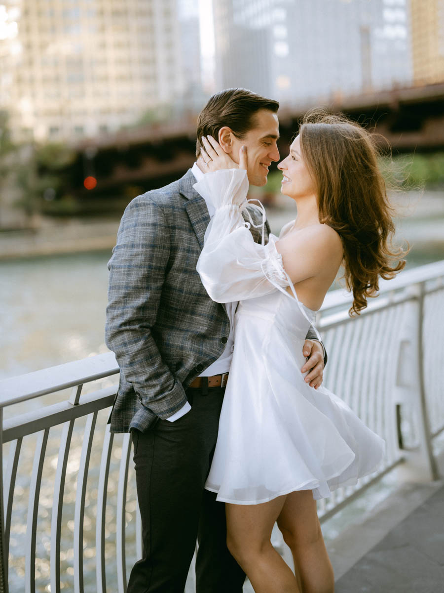 True color editorial Chicago Riverwalk Engagement Photographer