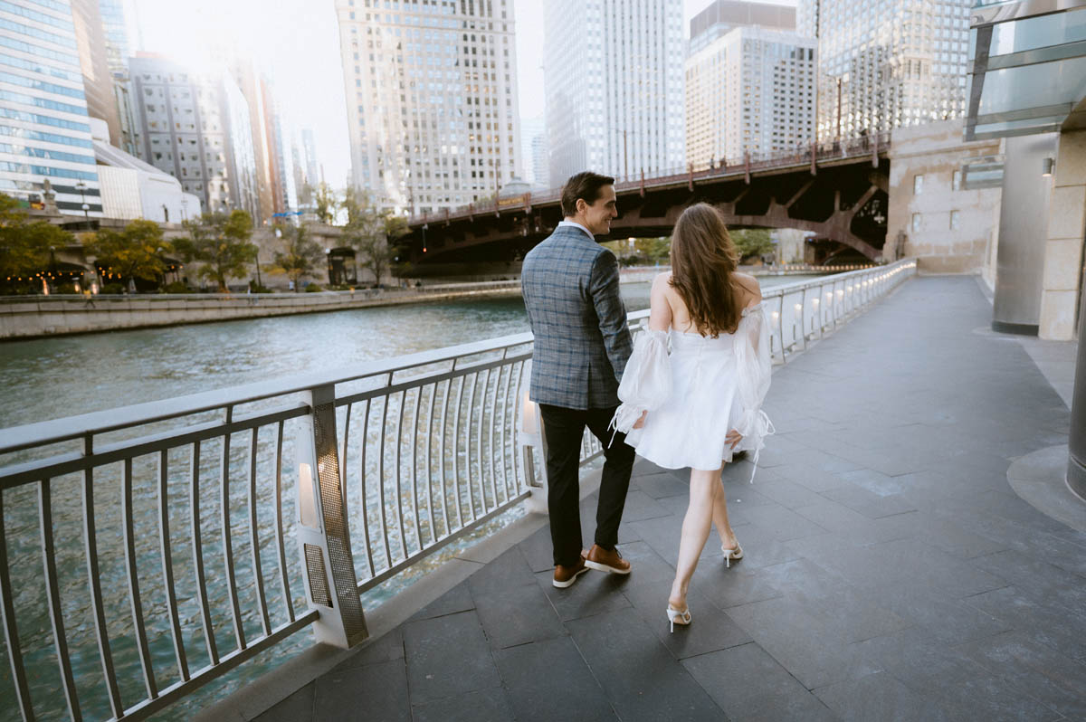 True color editorial Chicago Riverwalk Engagement Photographer
