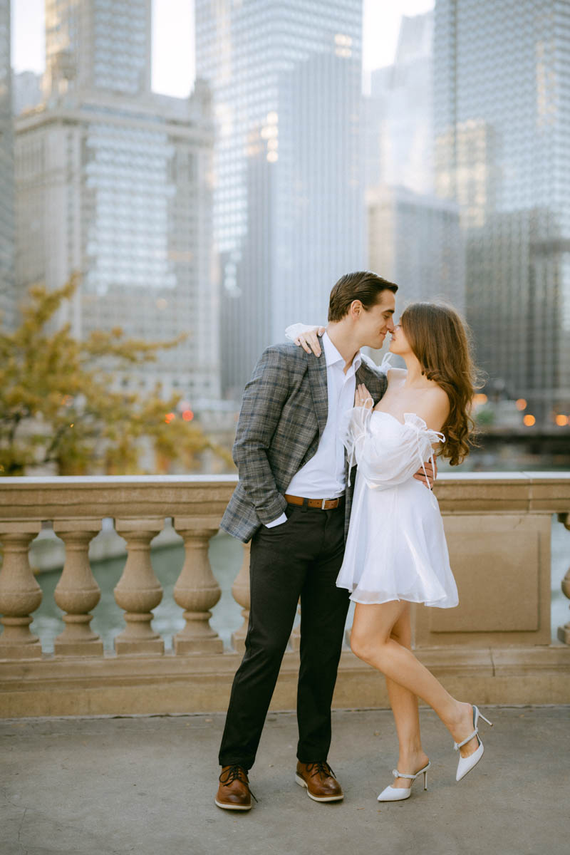 True color editorial Chicago Wrigley Building Engagement Photographer