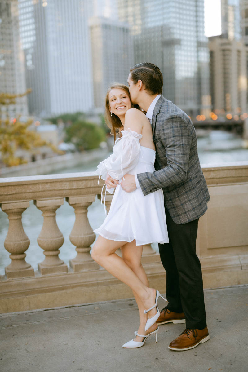 True color editorial Chicago Wrigley Building Engagement Photographer
