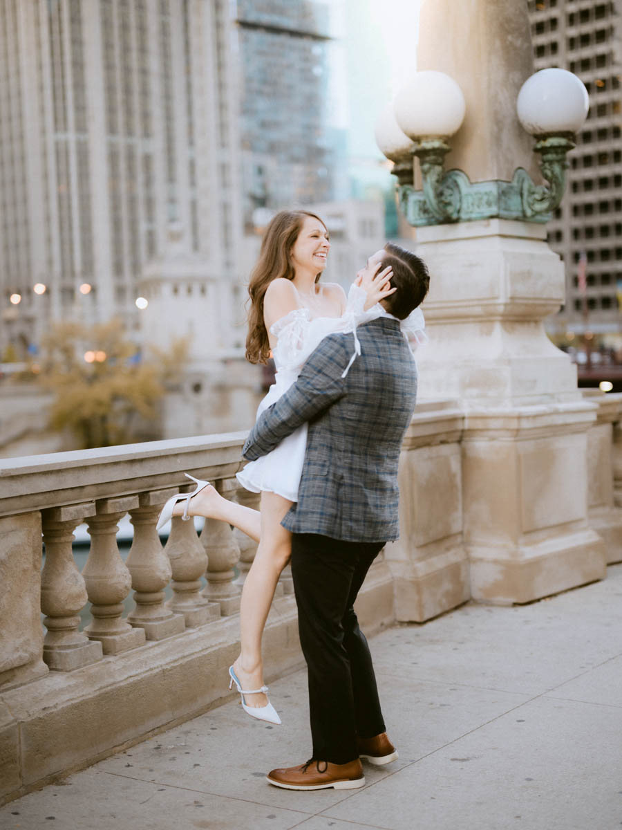 Light and airy editorial Chicago Riverwalk Engagement Photographer