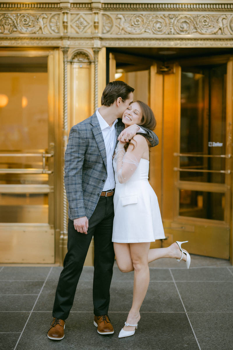 Light and airy editorial Chicago Wrigley Building Engagement Photographer