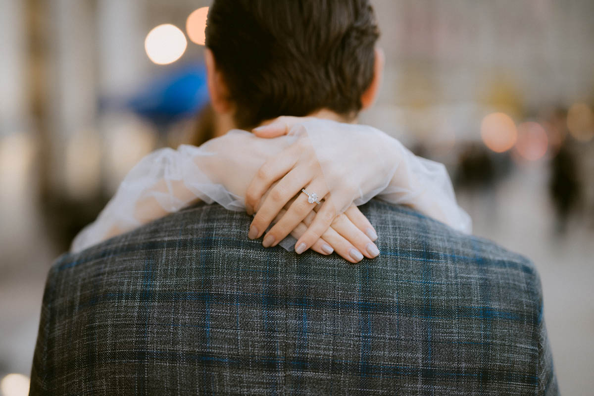 Light and airy editorial Chicago Wrigley Building Engagement Photographer