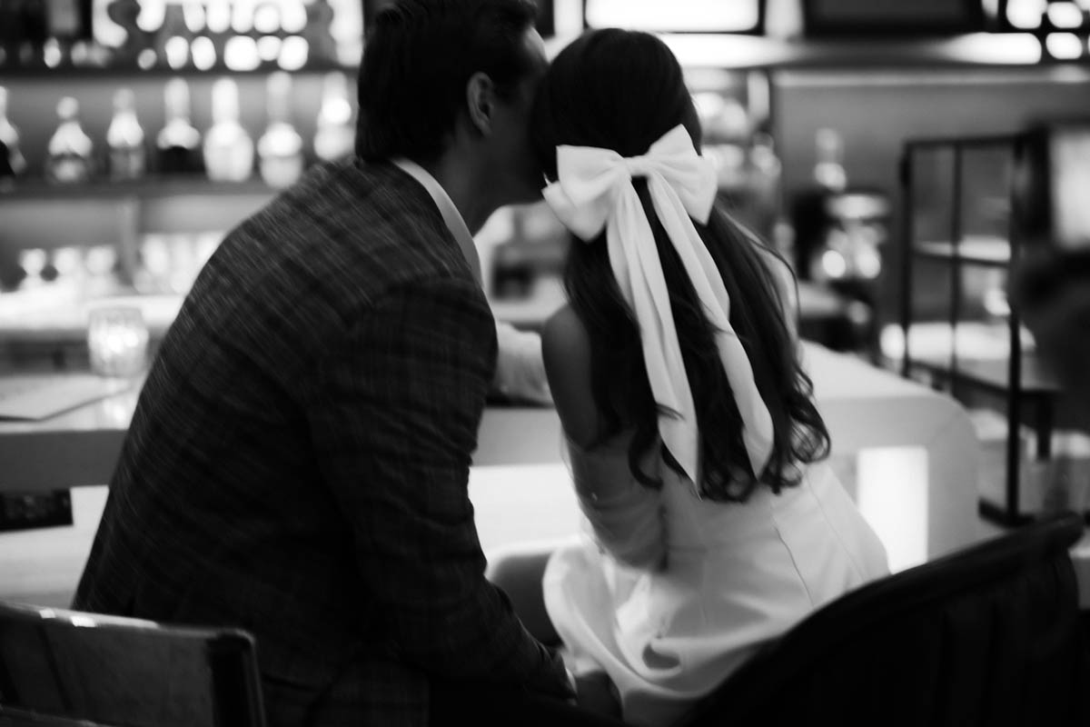 Dark and moody black and white Renaissance Hotel engagement photography